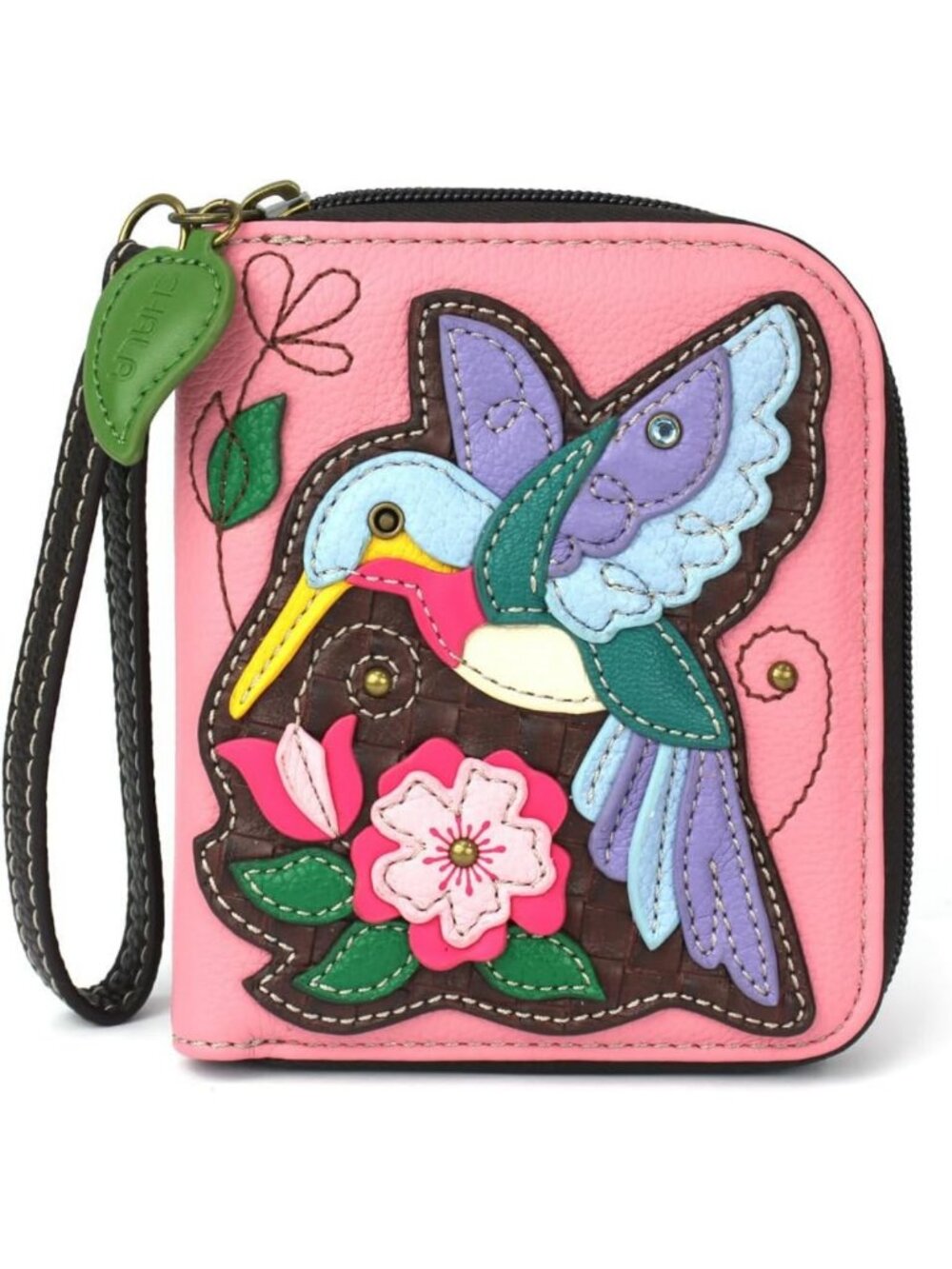 Stylish Zip Around Wallet Wristlet, 8 Card Slots, Durable PU Leather - Pink
